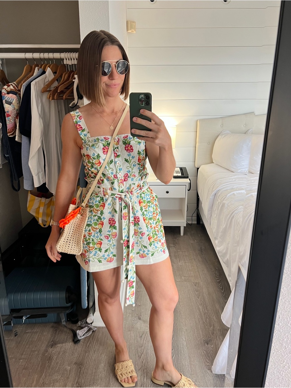 FARM Rio White Floral Embroidered Romper with Belt - Picture 4 of 4